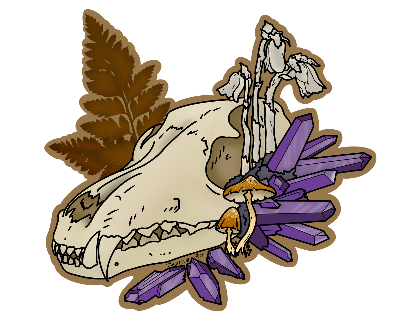 Forest Fox Skull Vinyl Sticker