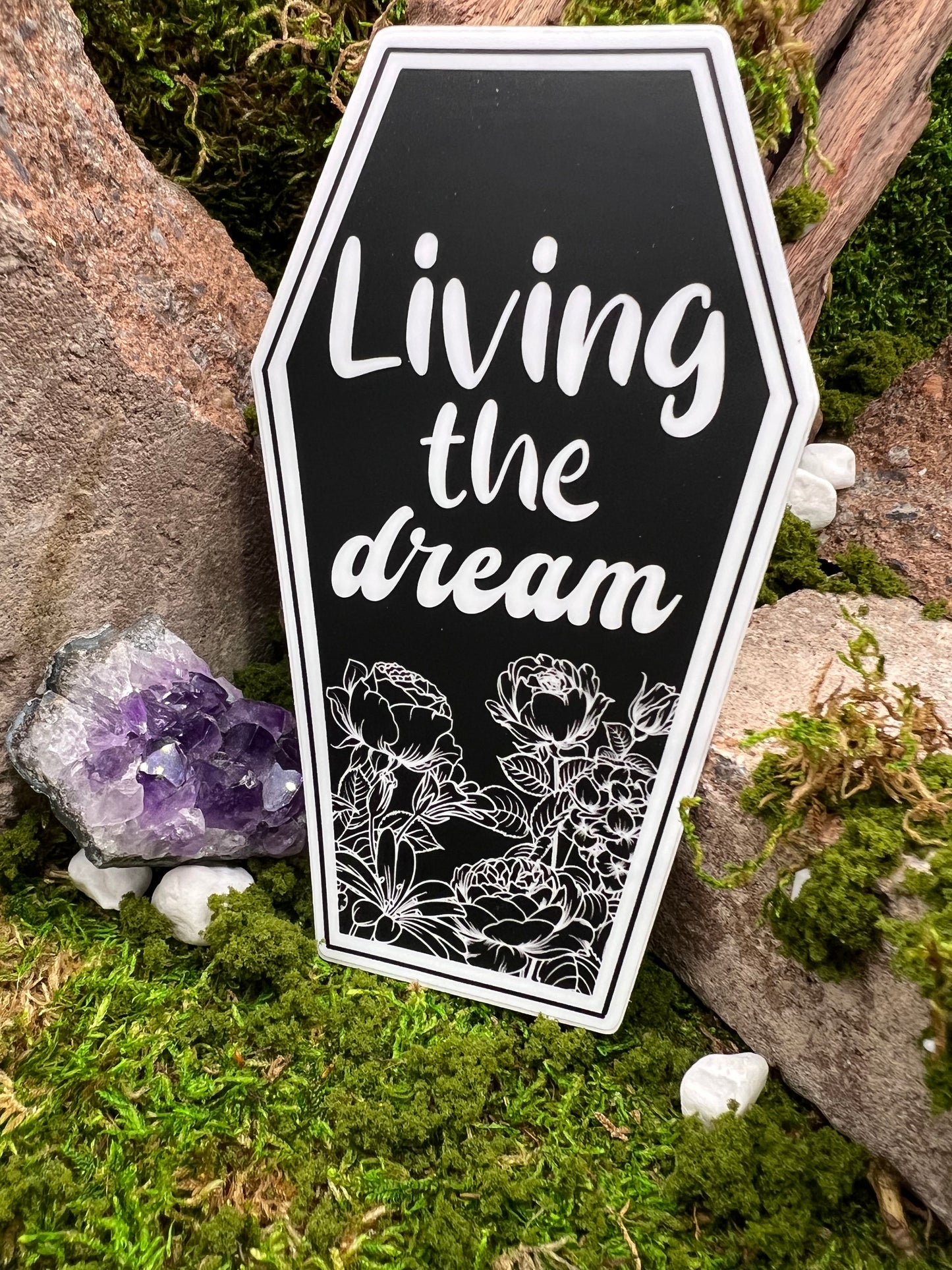 Living the Dream Coffin Vinyl Sticker