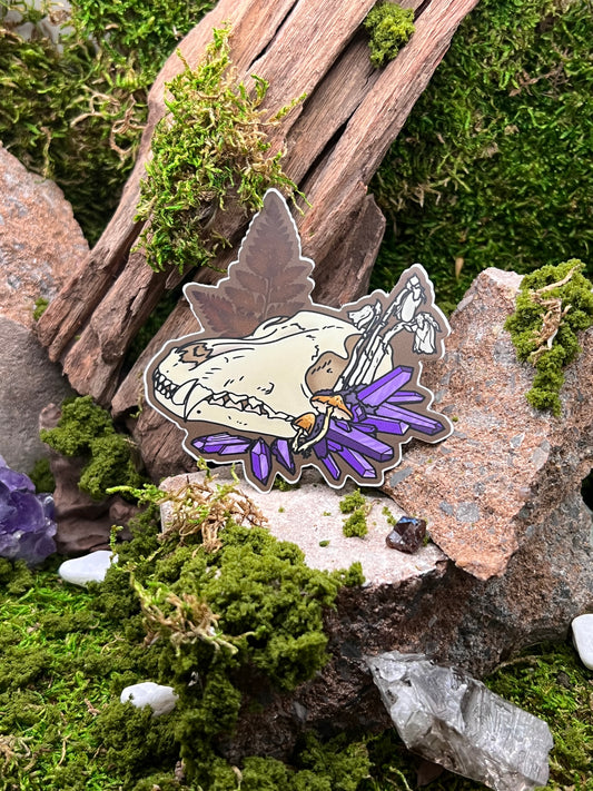 Forest Fox Skull Vinyl Sticker