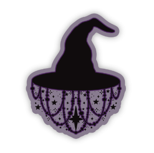 Glam Witch's Hat Vinyl Sticker